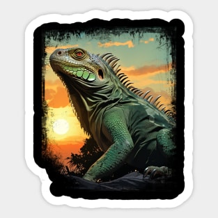 Iguana Sunset for Iguana Lover Sticker